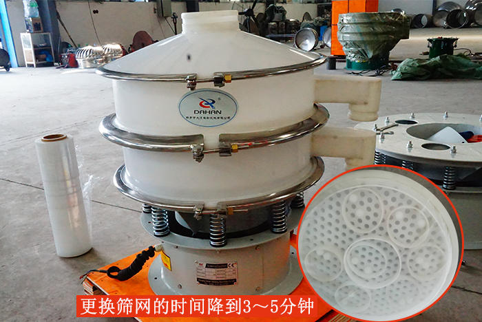 塑料振動(dòng)篩篩網(wǎng)更換只需：3-5分鐘。